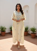AUREOLIN YELLOW ORGANZA CHIKANKARI KAFTAN