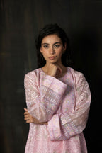 Dusty Mauve Pure Organza Suit with Ornate Pastel Hand-Embroidery