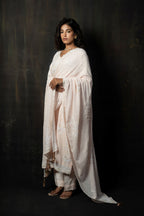 Powder Pink Georgette Kurta with Delicate White Floral Hand-Embroidery