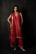 CRIMSON MAHOGANY HANDLOOM WOOVEN SILK KURTA SET
