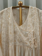 IVORIA MUL CHANDERI CHIKANKARI ANGRAKHA SET