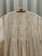 IVORIA MUL CHANDERI CHIKANKARI ANGRAKHA SET