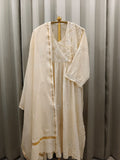IVORIA MUL CHANDERI CHIKANKARI ANGRAKHA SET