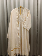 IVORIA MUL CHANDERI CHIKANKARI ANGRAKHA SET