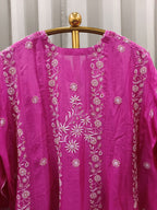 FUSHSIAE MUL CHANDERI CHIKANKARI ANARKALI SET