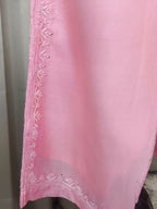 VELOUR PINK MUL CHANDERI CHIKANKARI CO-ORD SET