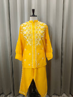 GILDED YELLOW MUL CHANDERI CHIKANKARI CO-ORD SET