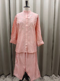 PEACH MUL CHANDERI CHIKANKARI CO-ORD SET