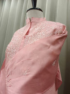 PEACH MUL CHANDERI CHIKANKARI CO-ORD SET