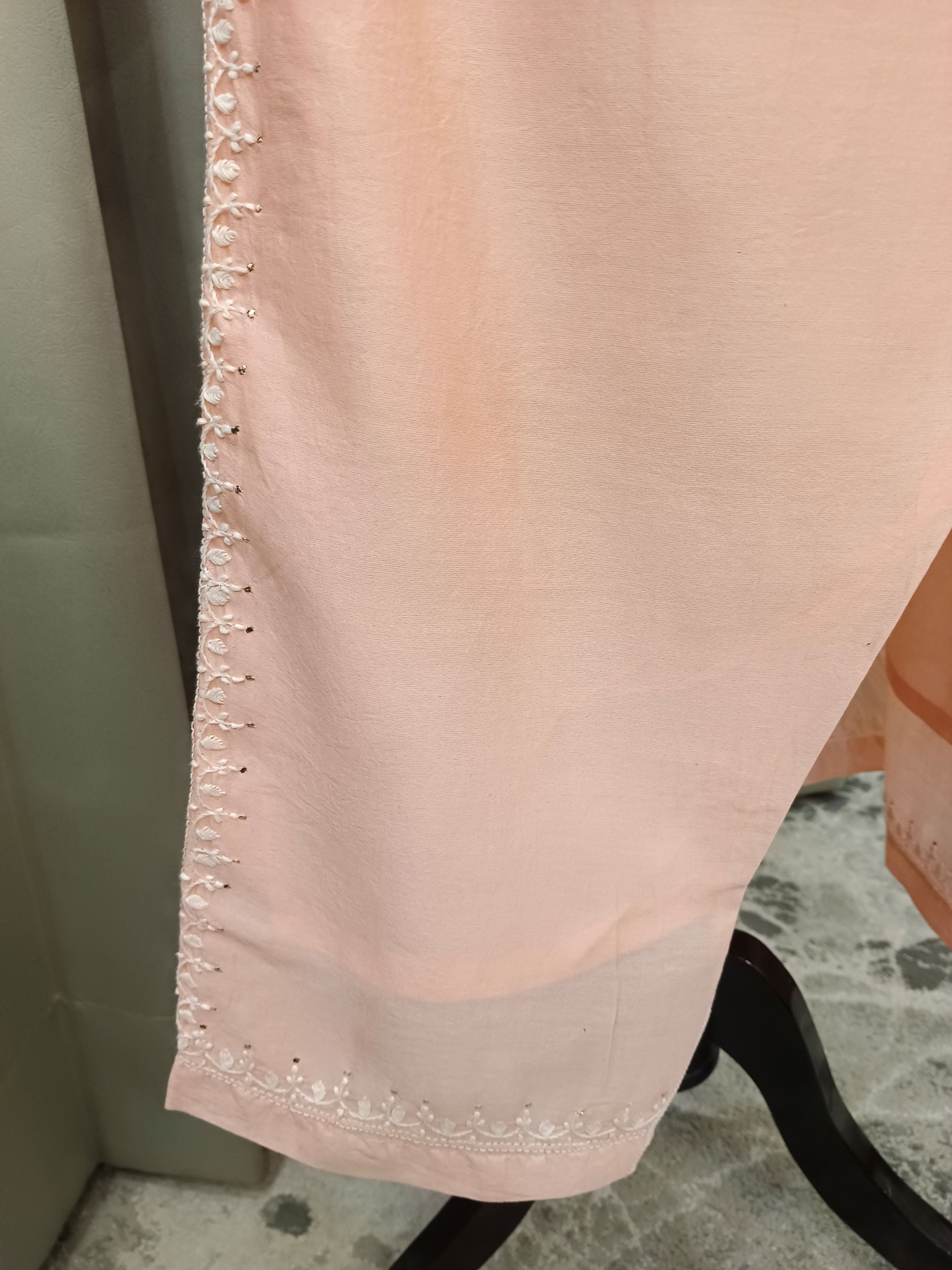 DUCHESS PINK MUL CHANDERI CHIKANKARI CO-ORD SET
