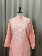 DUCHESS PINK MUL CHANDERI CHIKANKARI CO-ORD SET