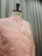 DUCHESS PINK MUL CHANDERI CHIKANKARI CO-ORD SET