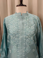 MISTJADE MUL CHANDERI CHIKANKARI CO-ORD SET