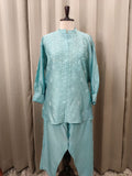 MISTJADE MUL CHANDERI CHIKANKARI CO-ORD SET