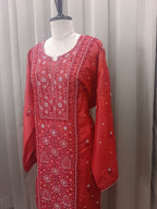 RUBY TUSSAR SILK CHIKANKARI STRAIGHT KURTA SET