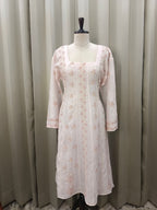 VANILLA CREME MUL CHANDERI CHIKANKARI ANARKALI  SET