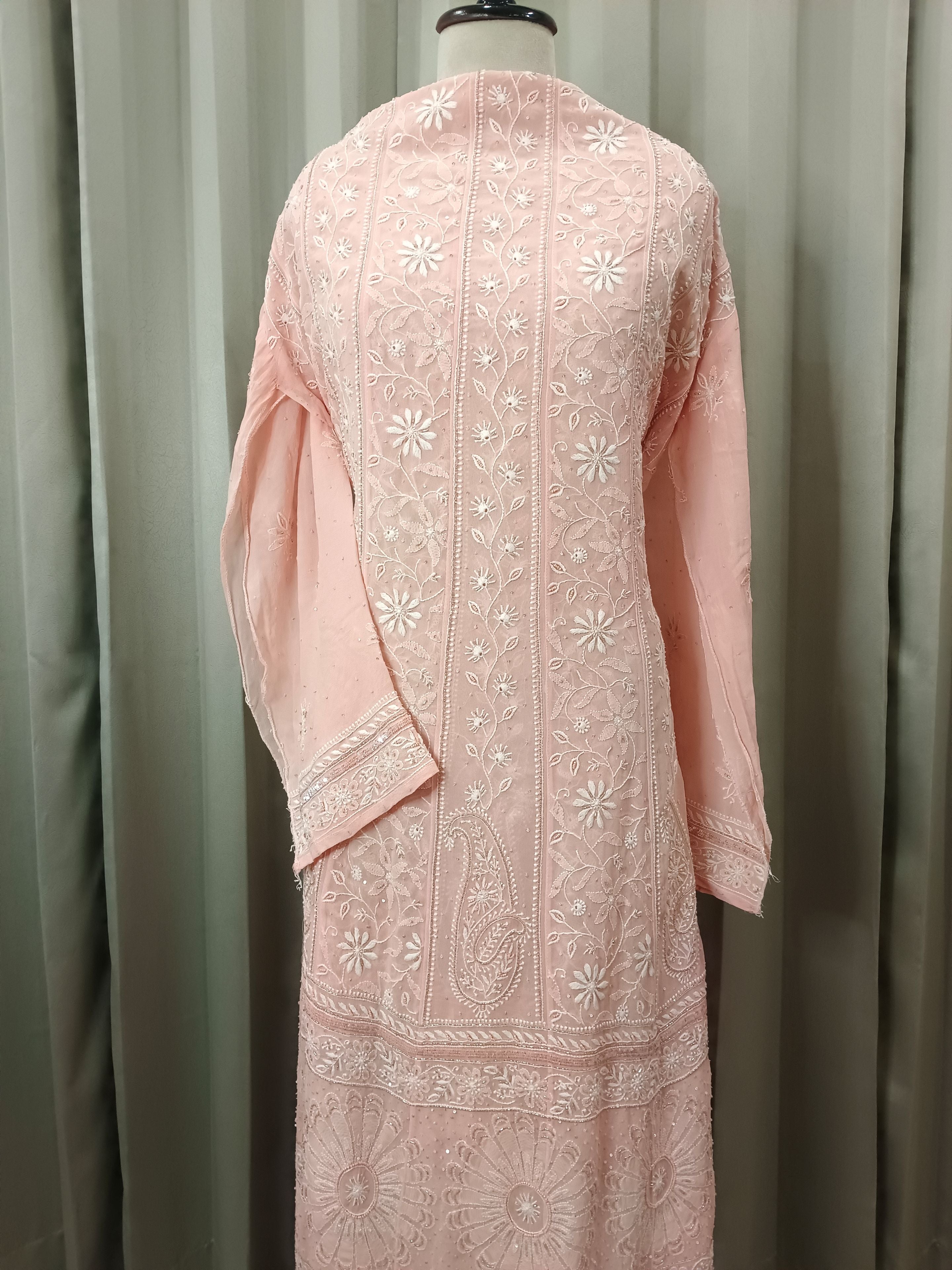 CORALISSE GEORGETTE CHIKANKARI ANARKALI SET