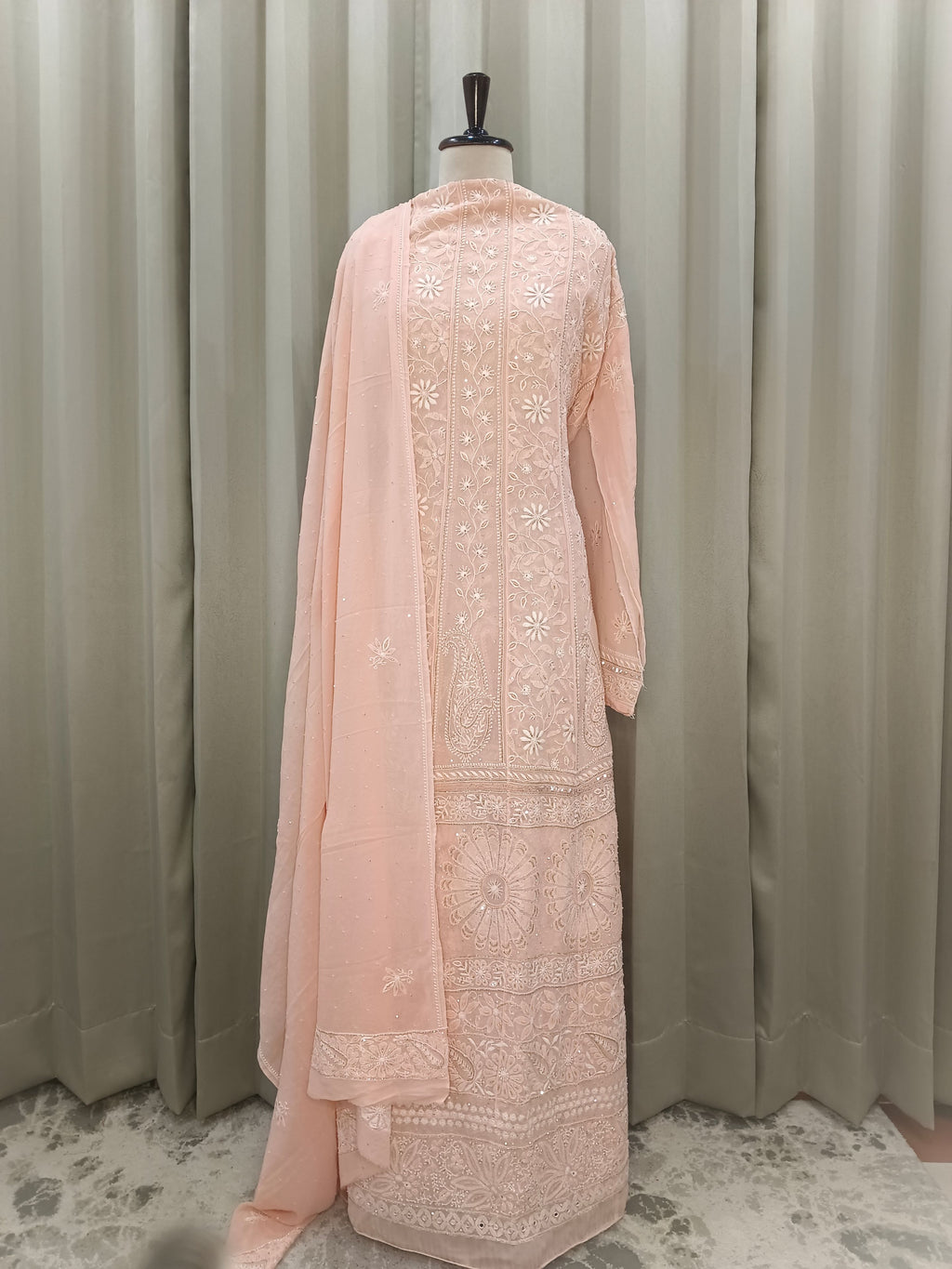 CORALISSE GEORGETTE CHIKANKARI ANARKALI SET