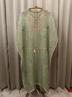 PISTACHIO GREEN ORGANZA CHIKANKARI KAFTAN