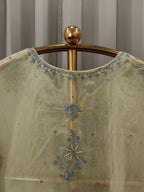 AUREOLIN YELLOW ORGANZA CHIKANKARI KAFTAN