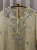 AUREOLIN YELLOW ORGANZA CHIKANKARI KAFTAN