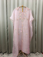 ROSE QUARTZ ORGANZA CHIKANKARI KAFTAN