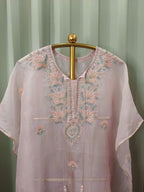 ROSE QUARTZ ORGANZA CHIKANKARI KAFTAN