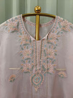 ROSE QUARTZ ORGANZA CHIKANKARI KAFTAN