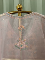 ROSE QUARTZ ORGANZA CHIKANKARI KAFTAN