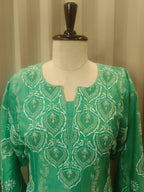 EMERAUDE MUL CHANDERI CHIKANKARI ANARKALI  SET
