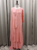 PEACH VISCOSE CHIKANKARI  KURTA SET
