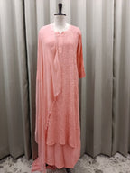 PEACH VISCOSE CHIKANKARI  KURTA SET