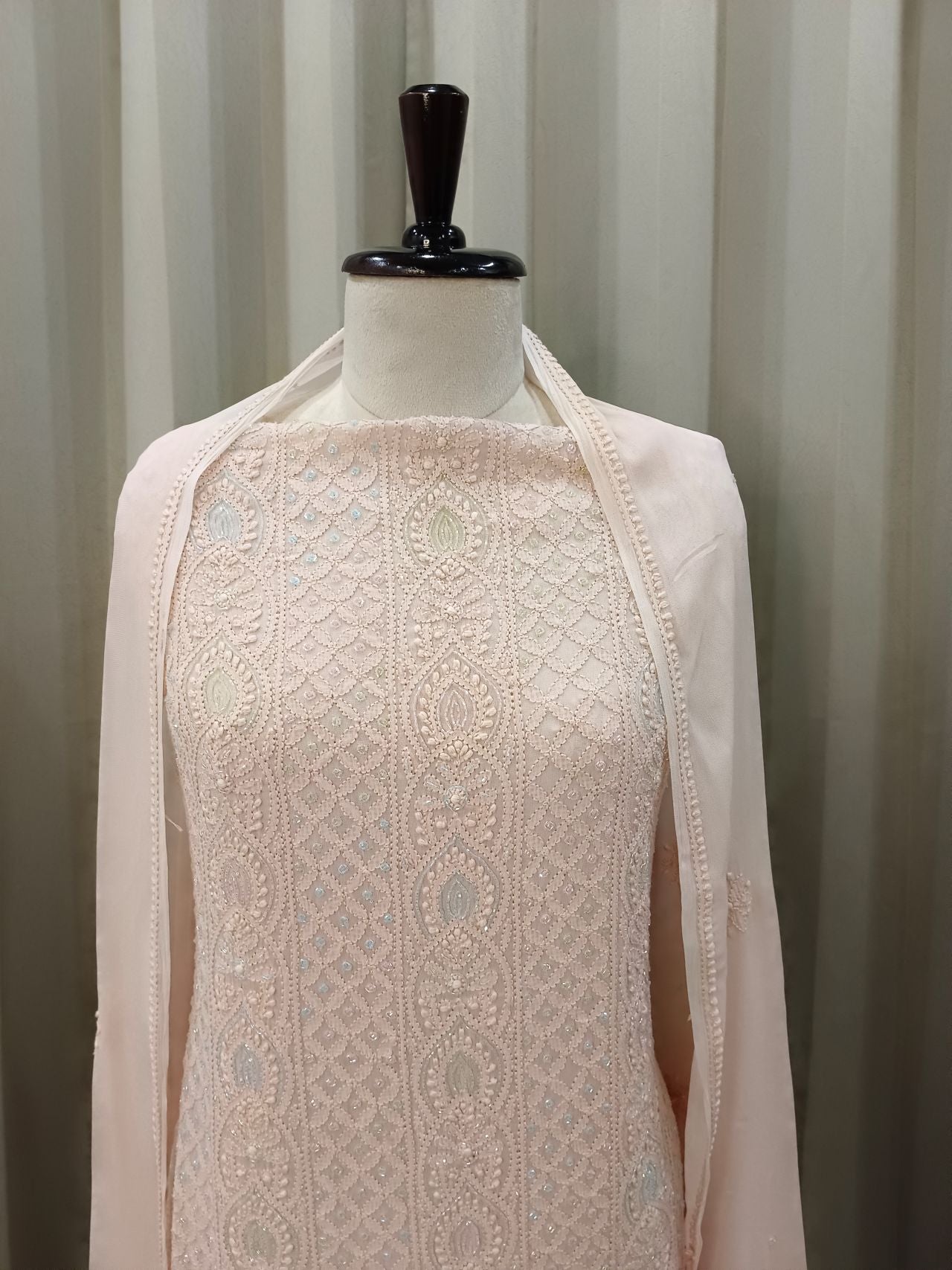 CORALLE VISCOSE CHIKANKARI ANARKALI SET