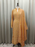 SAND GOLD TISSUE CHIKANKARI KURTA SET