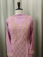 LILAC TISSUE CHIKANKARI KURTA SET