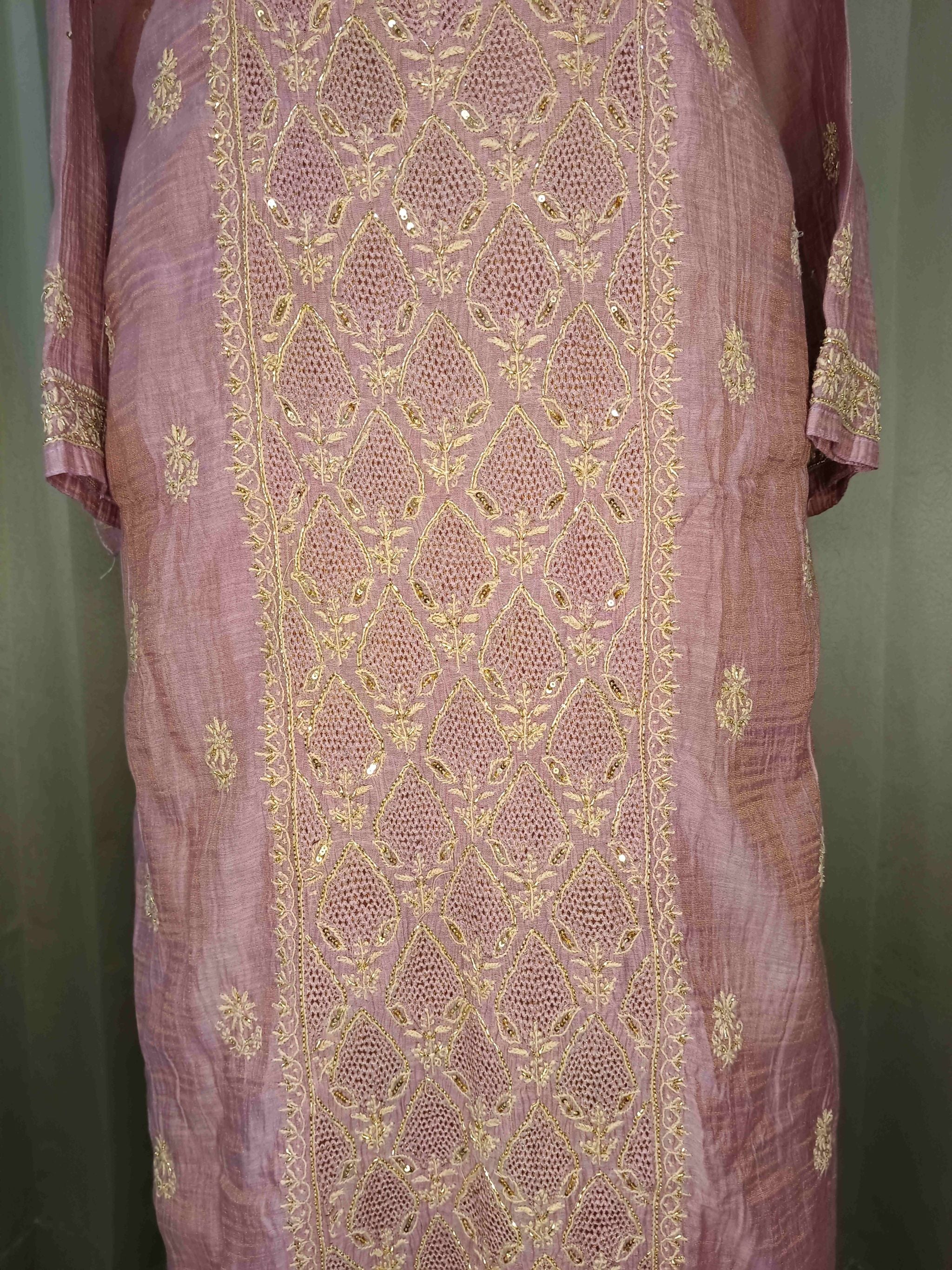 LILAC TISSUE CHIKANKARI KURTA SET