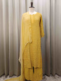 YELLOW VISCOSE CHIKANKARI STRAIGHT KURTA SET SET