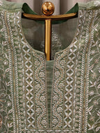 MINT GREEN TISSUE CHIKANKARI KURTA SET