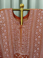 HONEYED AMBER TISSUE CHIKANKARI KURTA SET