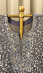 PRUSSIAN BLUE TISSUE CHIKANKARI KURTA SET