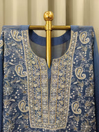 ROYAL BLUE MUL CHANDERI CHIKANKARI KURTA SET