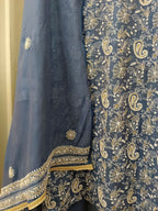 ROYAL BLUE MUL CHANDERI CHIKANKARI KURTA SET