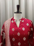 CRIMSON  BANARSI SILK KURTA SET