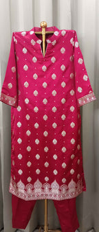 CRIMSON  BANARSI SILK KURTA SET