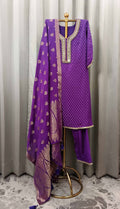ORCHID HANDLOOM WOOVEN SILK KURTA SET