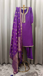 ORCHID HANDLOOM WOOVEN SILK KURTA SET