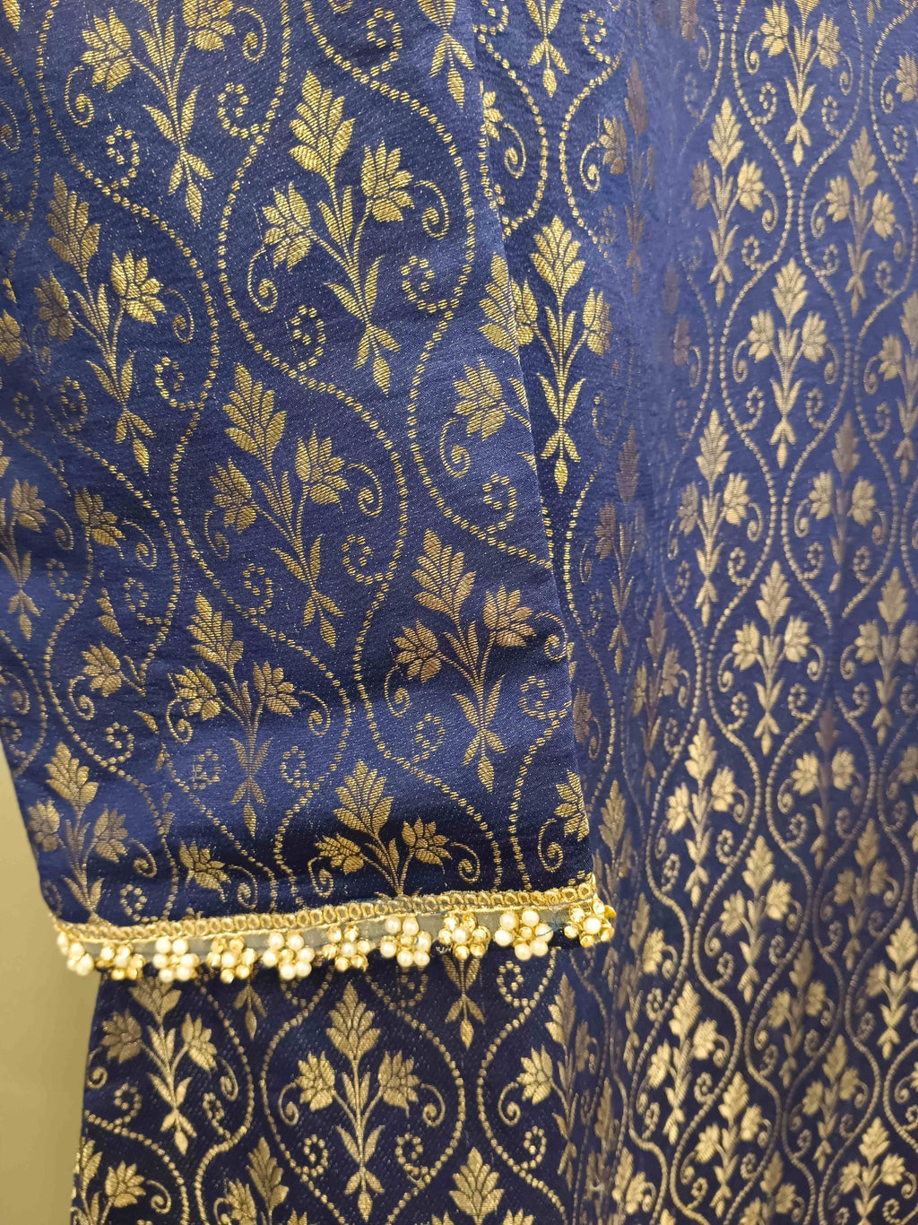 MIDNIGHT COBALT HANDLOOM WOOVEN SILK KURTA SET
