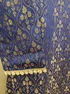 MIDNIGHT COBALT HANDLOOM WOOVEN SILK KURTA SET