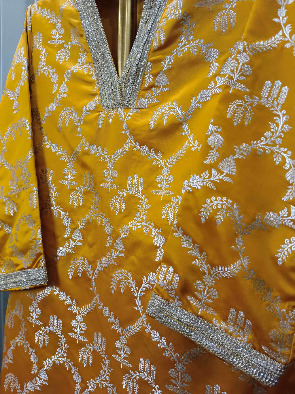 MUSTARD YELLOW  BANARSI SILK KURTA SET