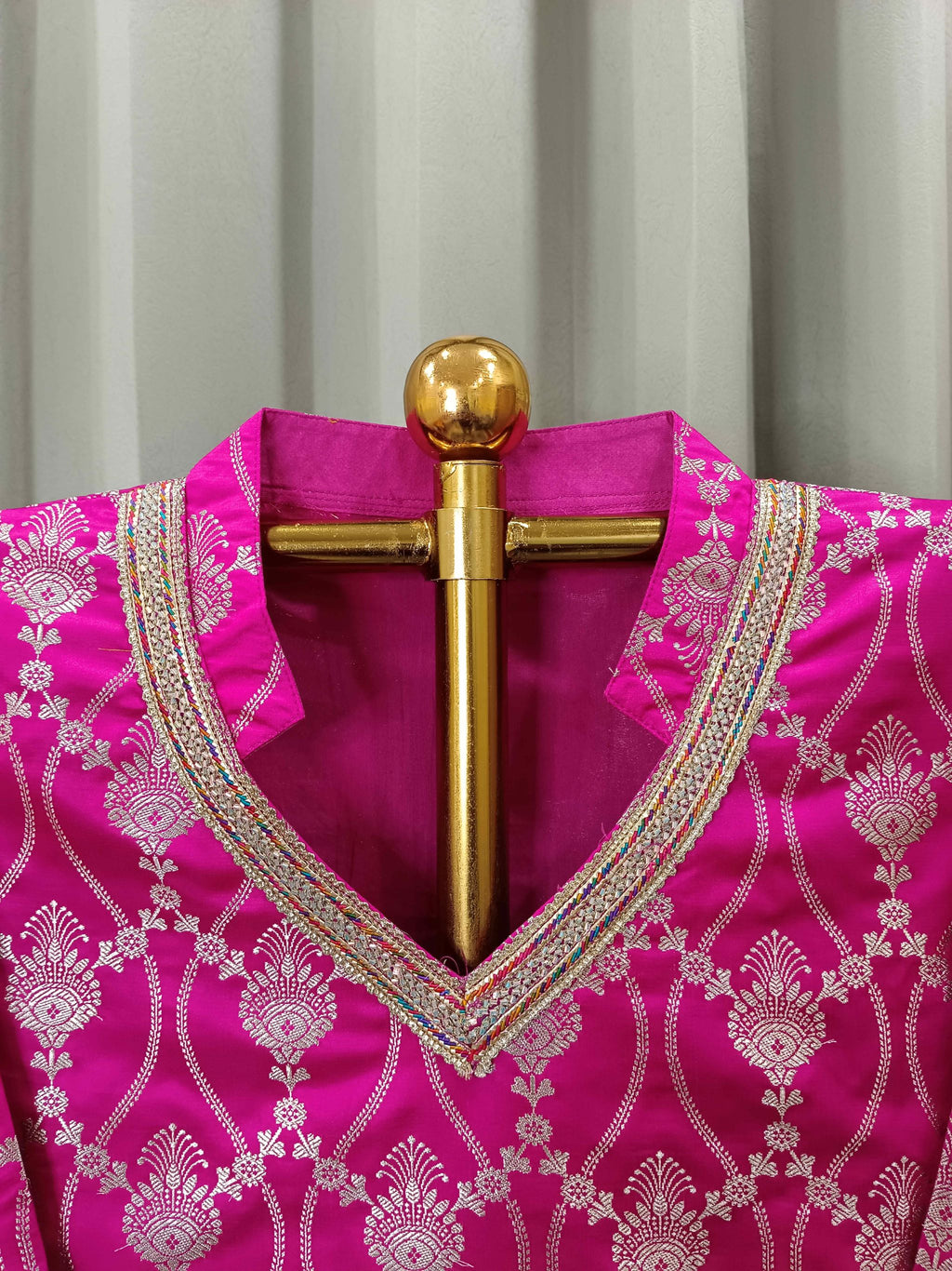 FUCHSIA  BANARSI SILK KURTA SET